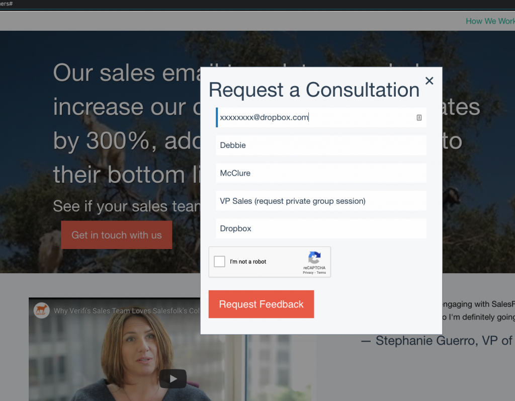 SalesFolk consultation form special request